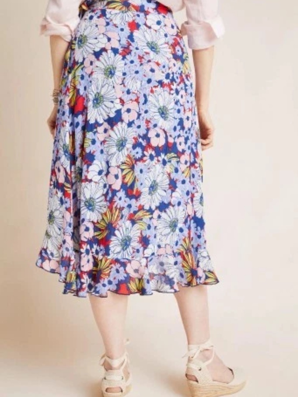 Maeve Blue Floral Asymmetrical Wrap Skirt - Picture 2 of 9